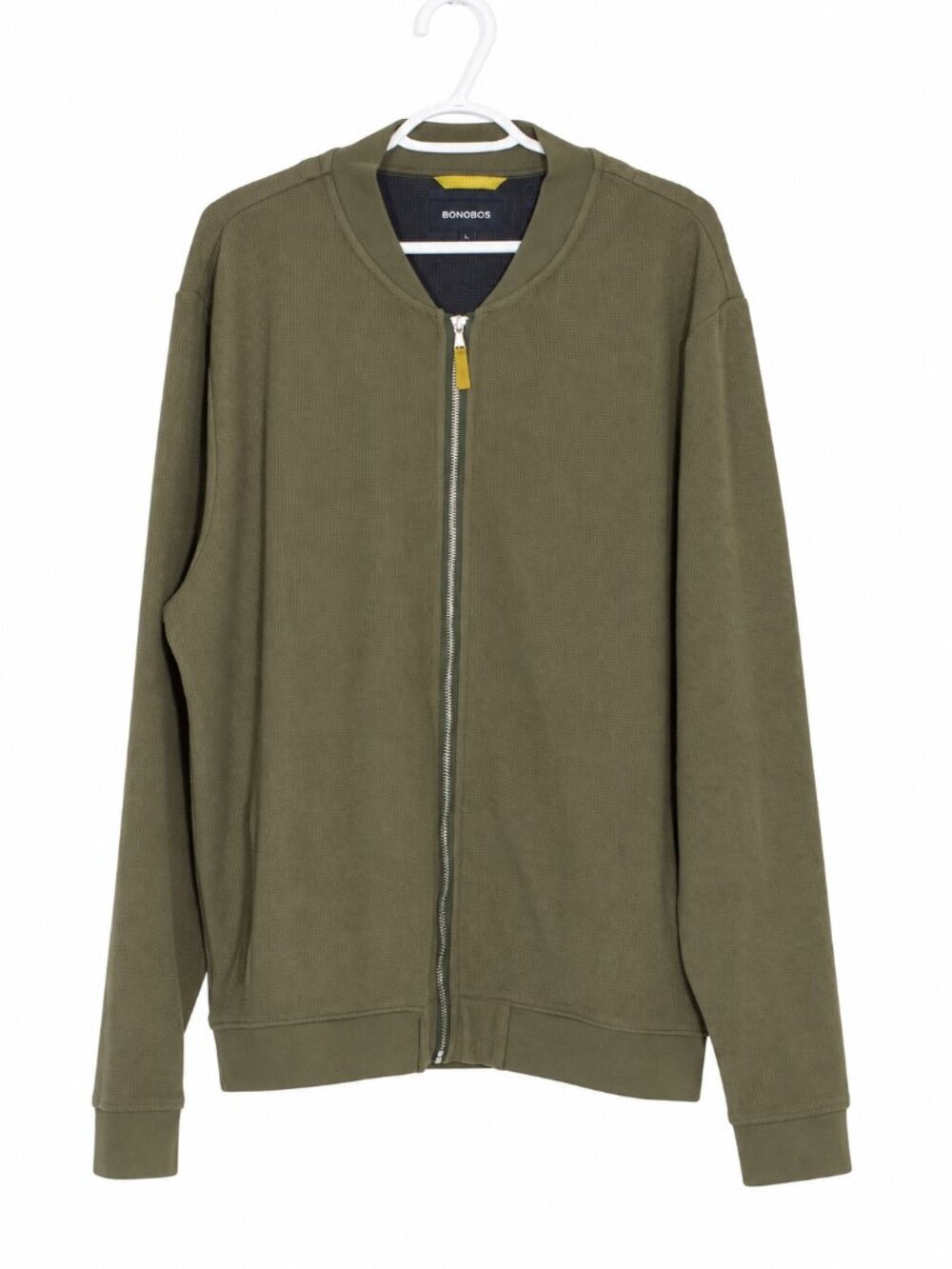 BONOBOS Classic Menswear Elevated Basics Army Green Zip Up Bomber Jacket Size XL